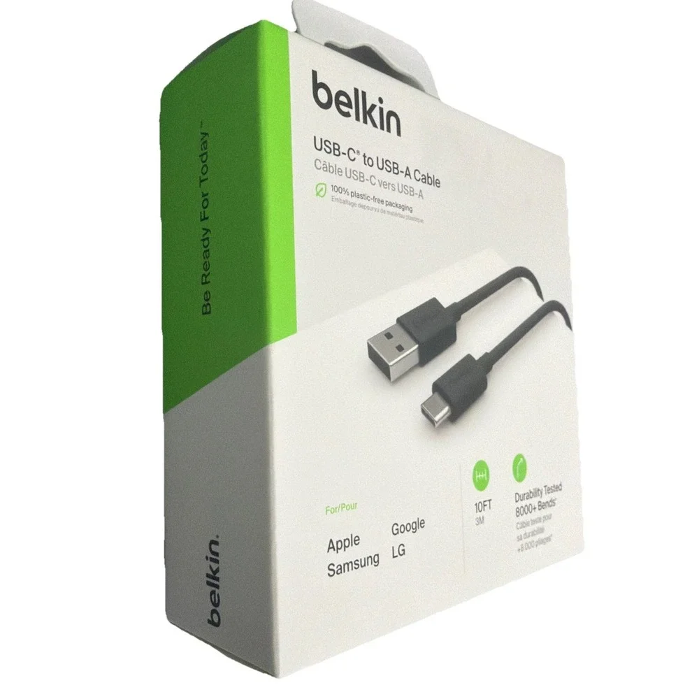 Belkin USB-C to USB-A White Cable (3M /10ft) for Apple/Samsung/Google/LG .‎